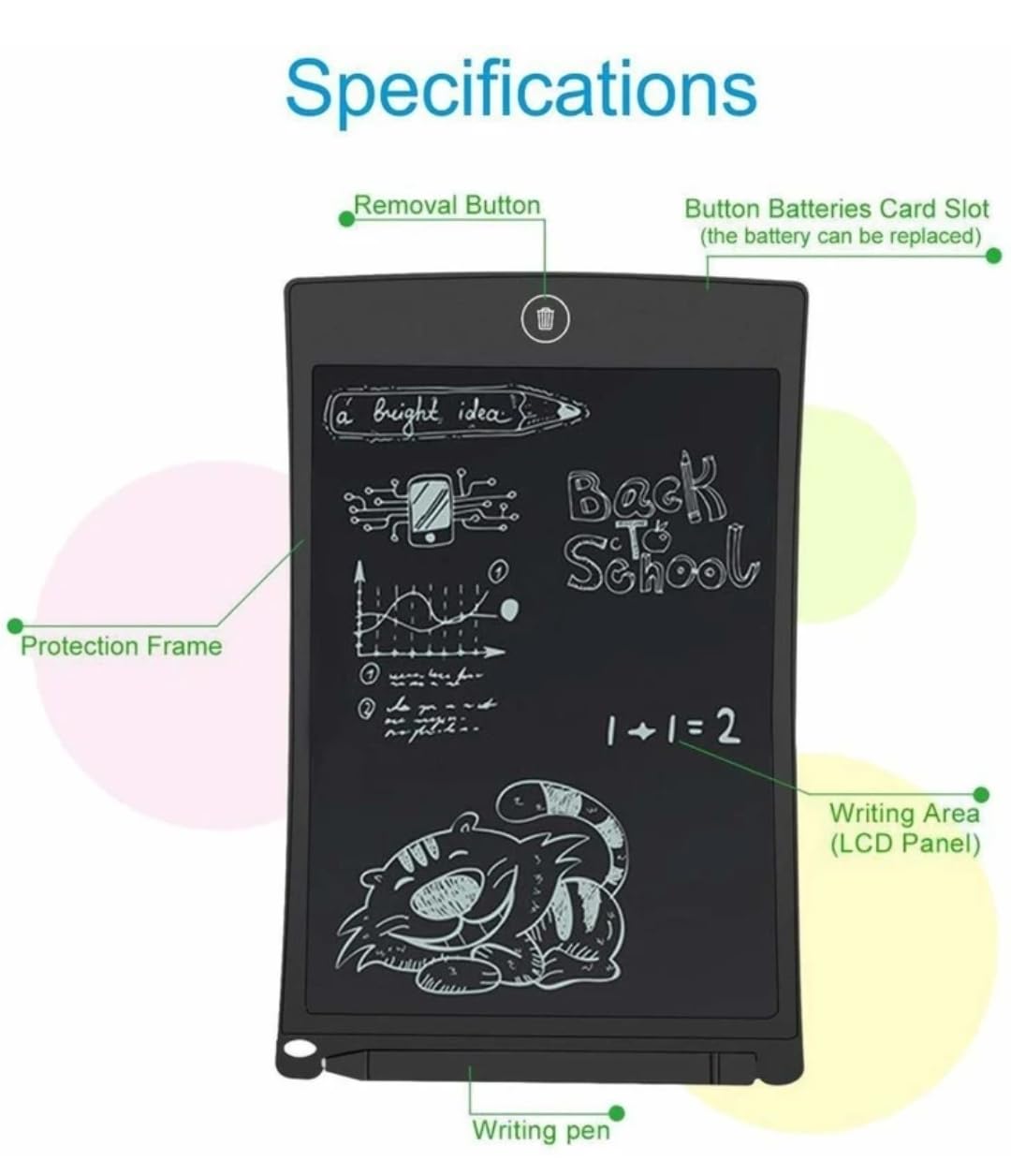 Reusable LCD Writing & Drawing Tablet with Stylus
