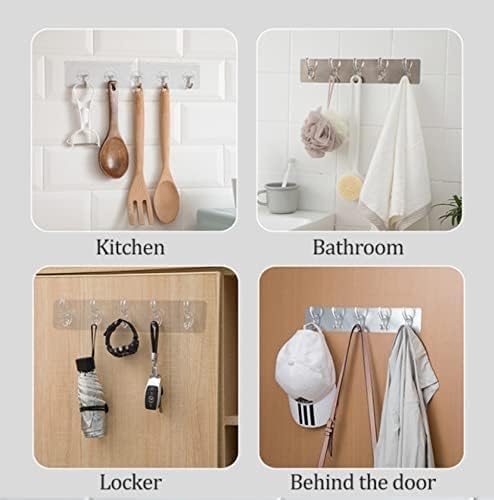 Self-Adhesive Wall Organizer Strip with 5 Transparent Hooks