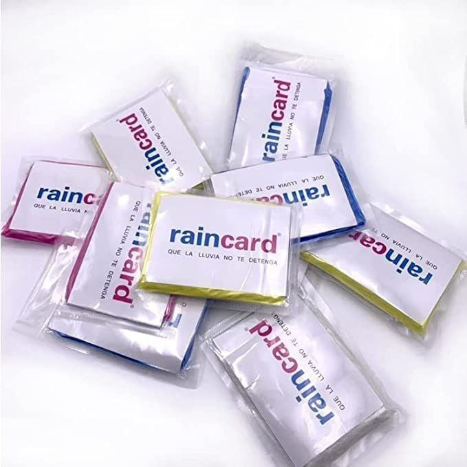 Reusable wallet-size raincoats for adults set of 6