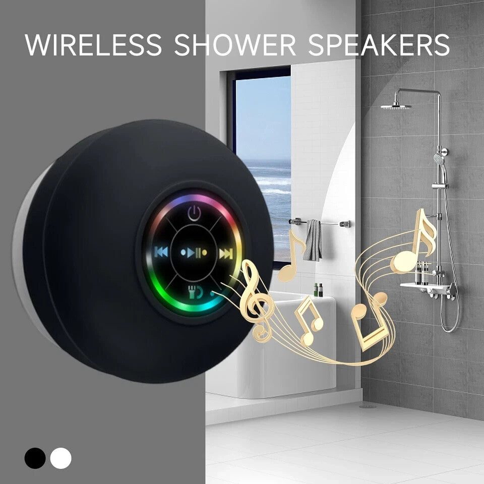Portable Bluetooth Shower Speaker with LED Light & Suction Cup