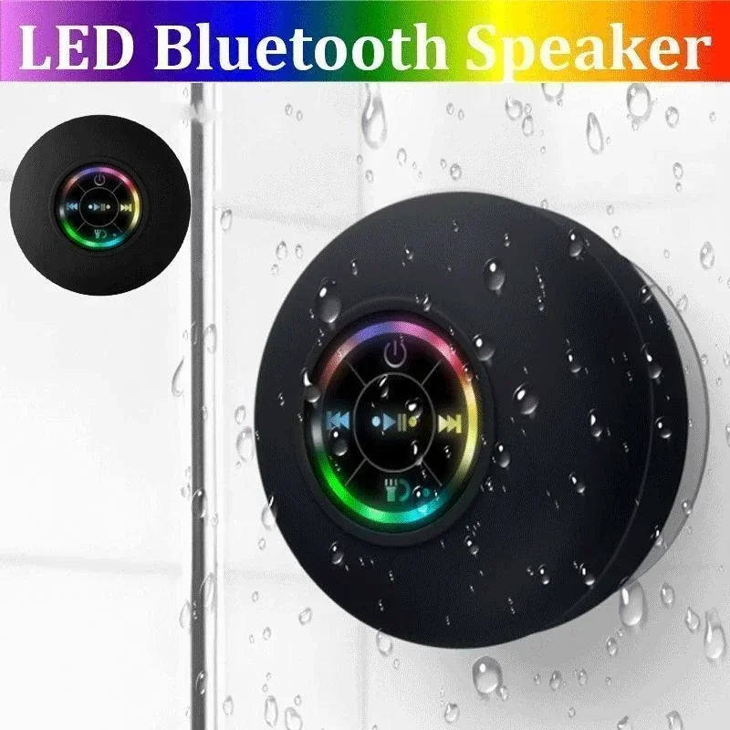 Portable Bluetooth Shower Speaker with LED Light & Suction Cup