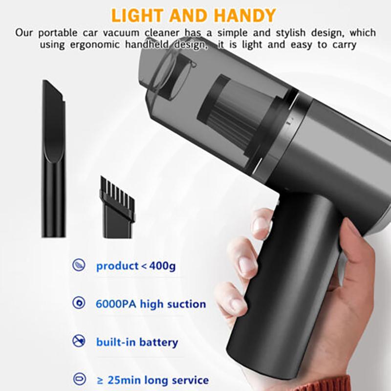 Cordless Car Vacuum Cleaner – USB Rechargeable & Portable