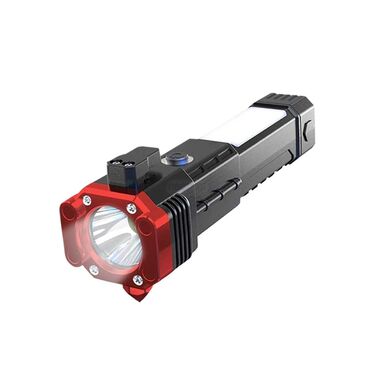 6-in-1 Rechargeable Emergency Torch with Hammer & Seat-Belt Cutter