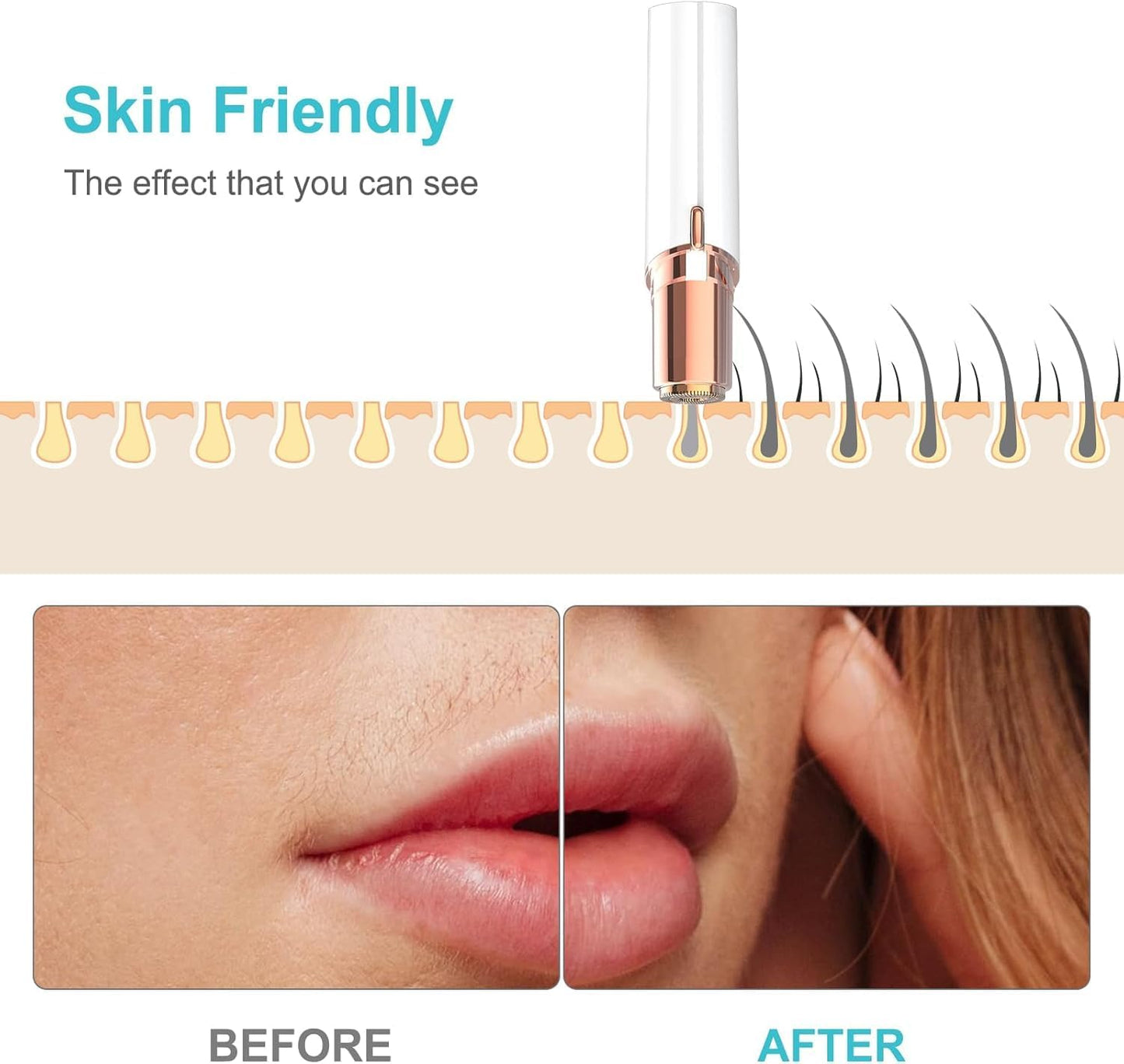 Flawless Rechargeable Facial Hair Remover for Women, Painless Eyebrow & Face Trimmer