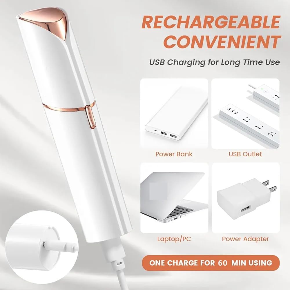 Flawless Rechargeable Facial Hair Remover for Women, Painless Eyebrow & Face Trimmer