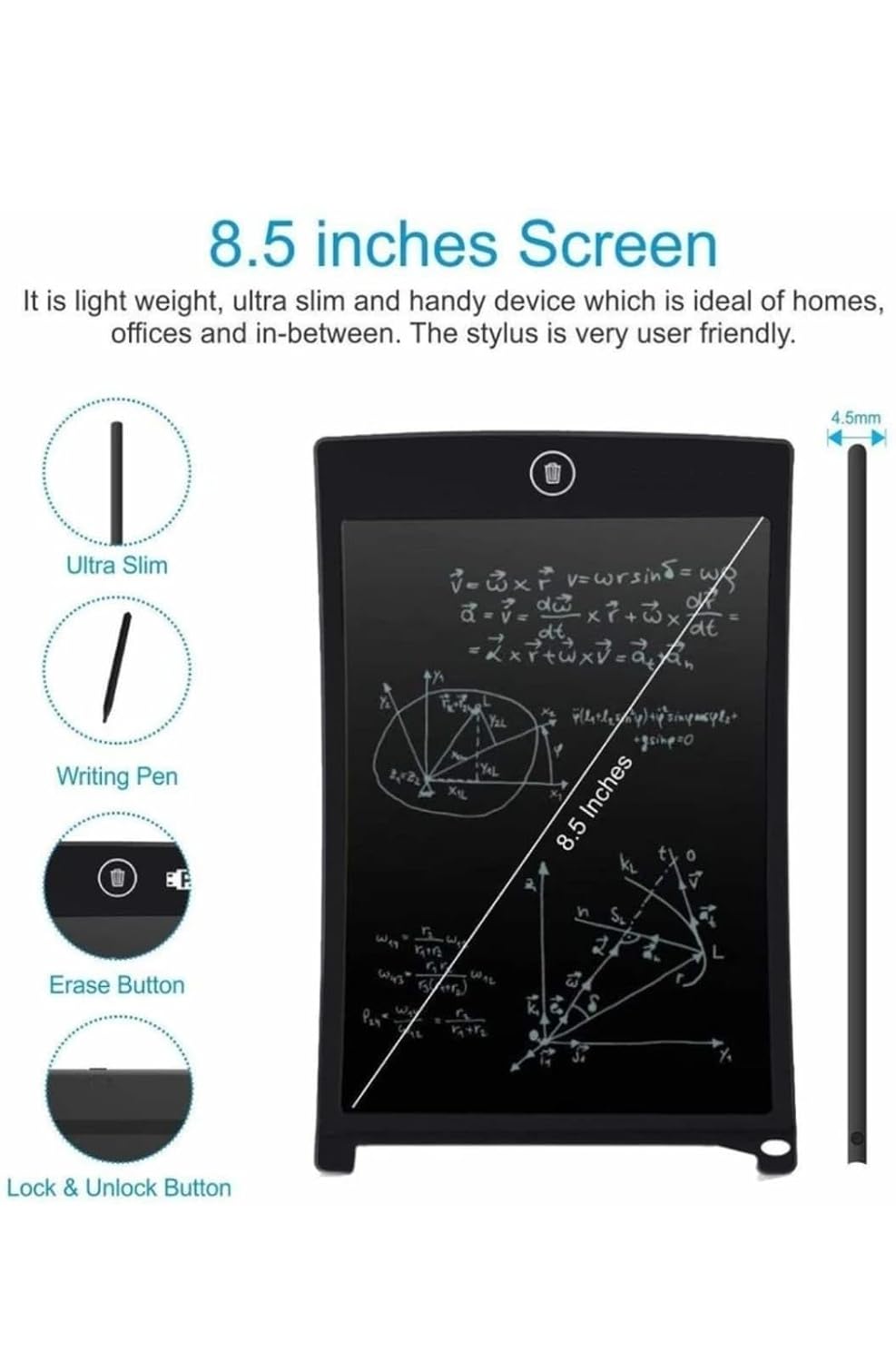 Reusable LCD Writing & Drawing Tablet with Stylus