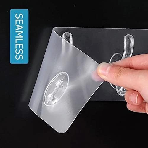 Self-Adhesive Wall Organizer Strip with 5 Transparent Hooks