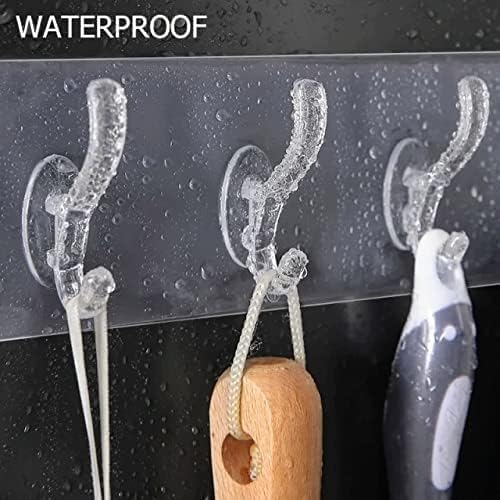 Self-Adhesive Wall Organizer Strip with 5 Transparent Hooks