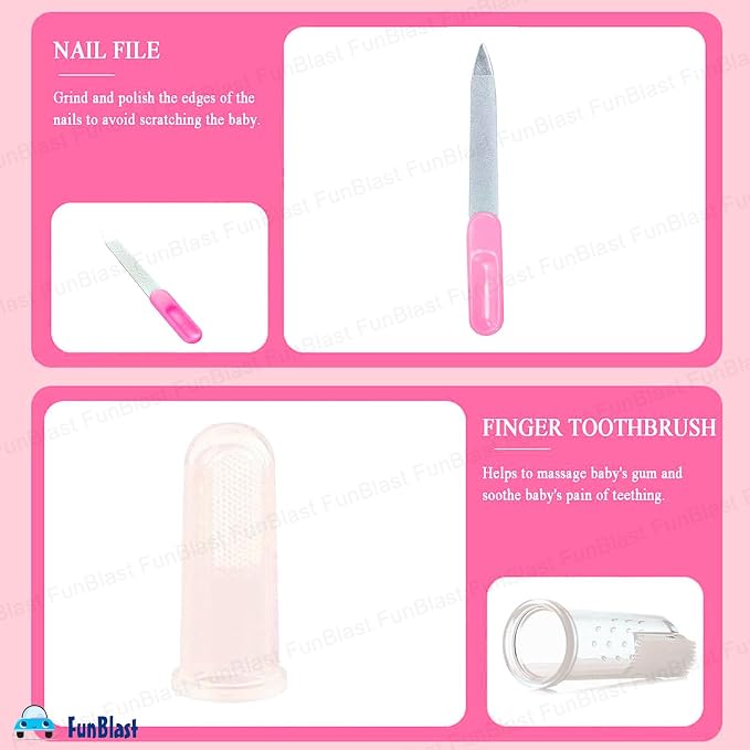 Baby Grooming Kit 10-Piece | Newborn Nail & Hair Care Set – Pink